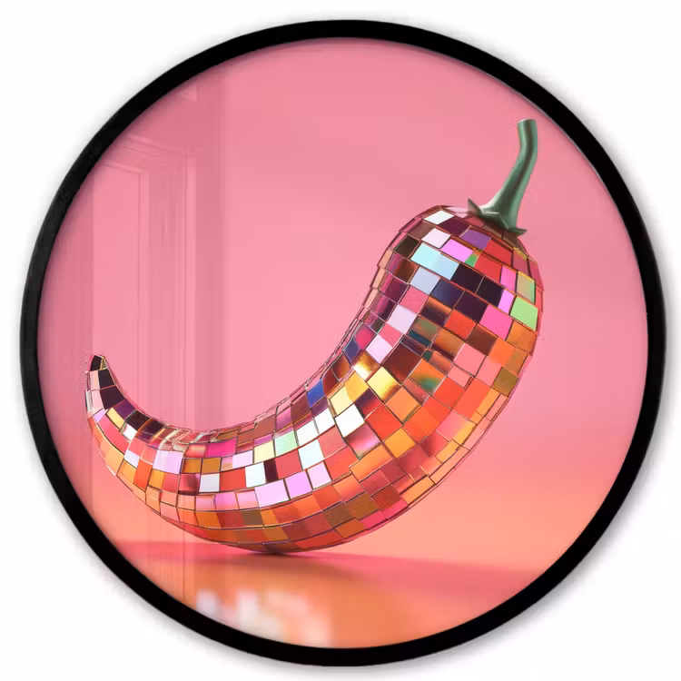Peper - Disco - Rood - Glitter Fotolijst rond zonder passe partout klein -3d
