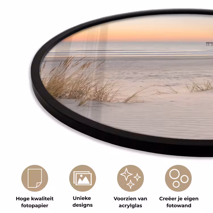 Pier - Zonsondergang - Strand Fotolijst rond zonder passe partout klein -closeup_NL