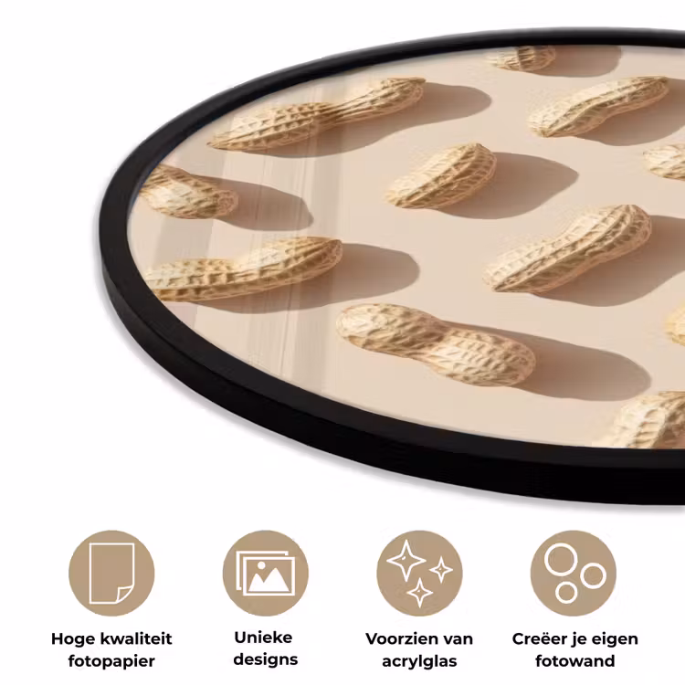 Pinda's - Patroon - Beige Fotolijst rond zonder passe partout klein -closeup_NL