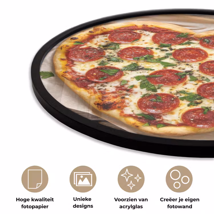 Pizza - Hart - Pepperoni - Tomaat Fotolijst rond zonder passe partout klein -closeup_NL