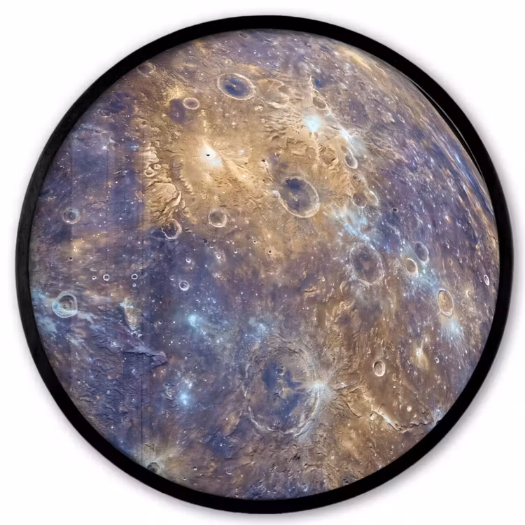Ronde fotolijst - Planeet - Kraters - Ruimte - Planeet - Kraters - Ruimte Fotolijst rond zonder passe partout klein