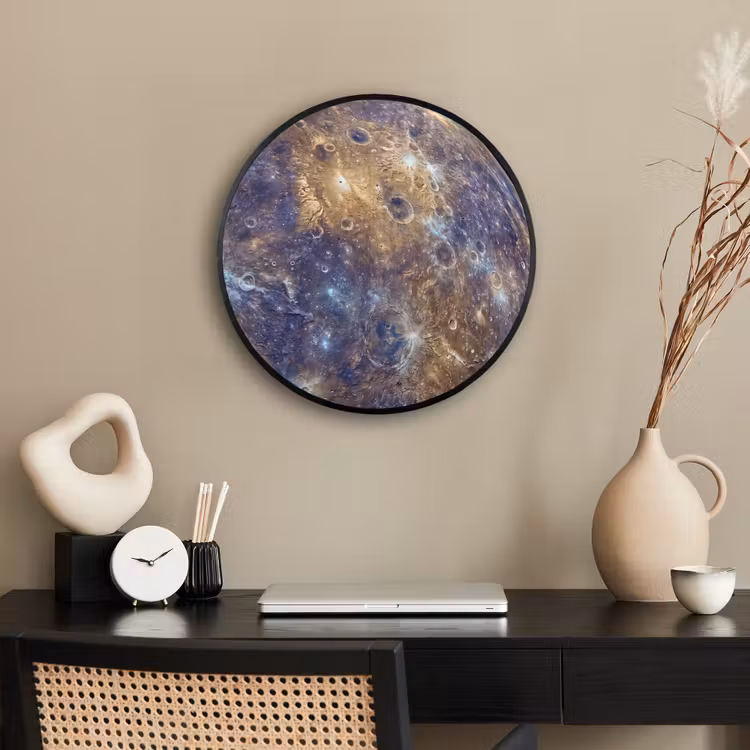 Ronde fotolijst - Planeet - Kraters - Ruimte - Planeet - Kraters - Ruimte Fotolijst rond zonder passe partout klein
