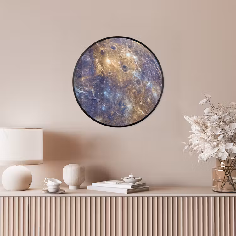 Ronde fotolijst - Planeet - Kraters - Ruimte - Planeet - Kraters - Ruimte Fotolijst rond zonder passe partout klein