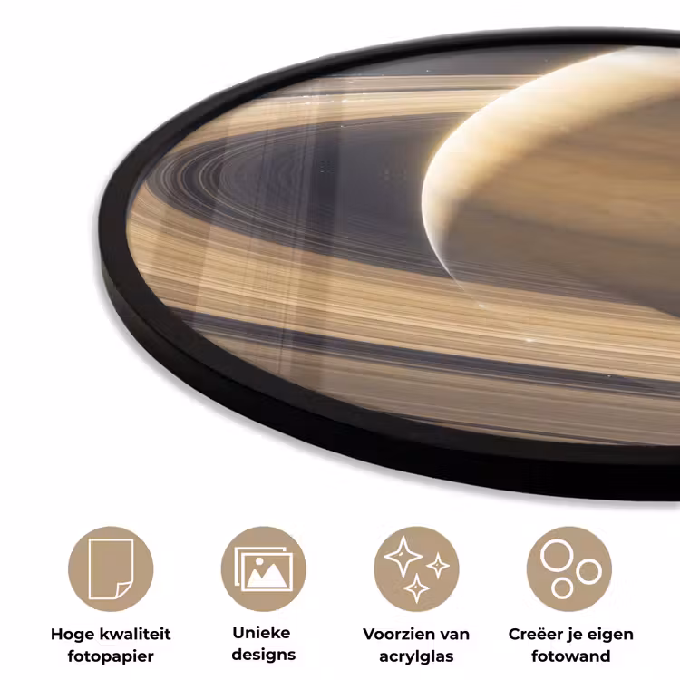 Ronde fotolijst - Planeet - Ringen - Ruimte - Planeet - Ringen - Ruimte Fotolijst rond zonder passe partout klein