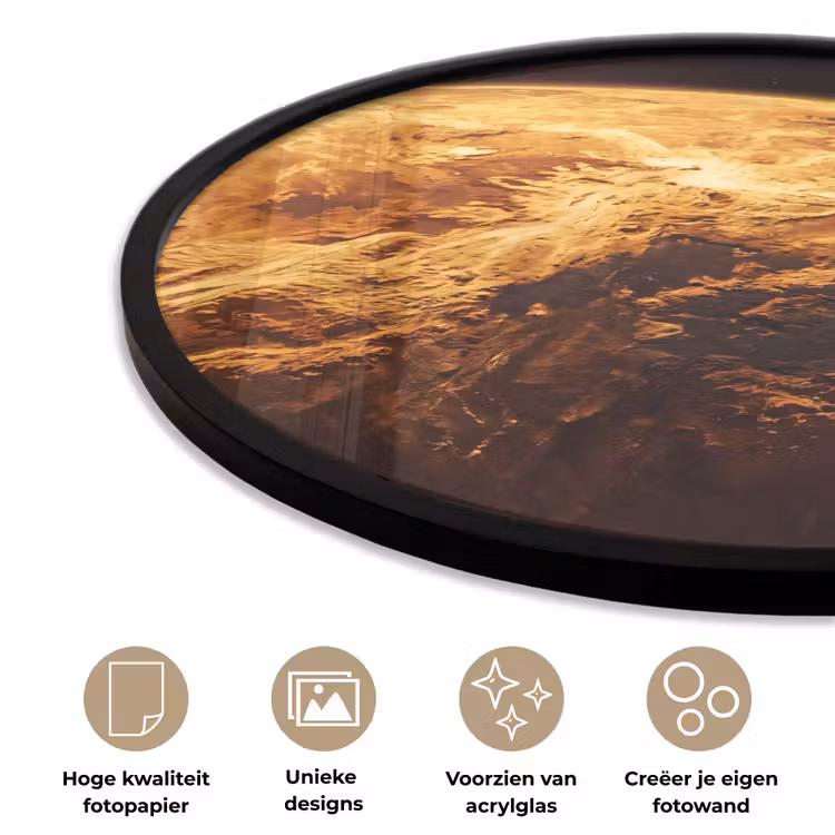Ronde fotolijst - Planeet - Ruimte - Oranje - Planeet - Ruimte - Oranje Fotolijst rond zonder passe partout klein