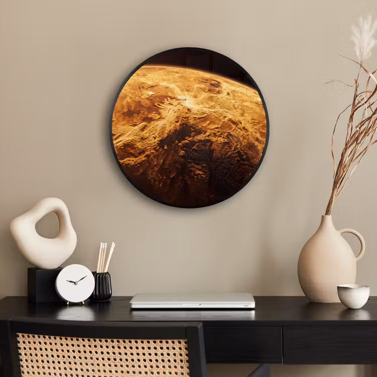 Ronde fotolijst - Planeet - Ruimte - Oranje - Planeet - Ruimte - Oranje Fotolijst rond zonder passe partout klein