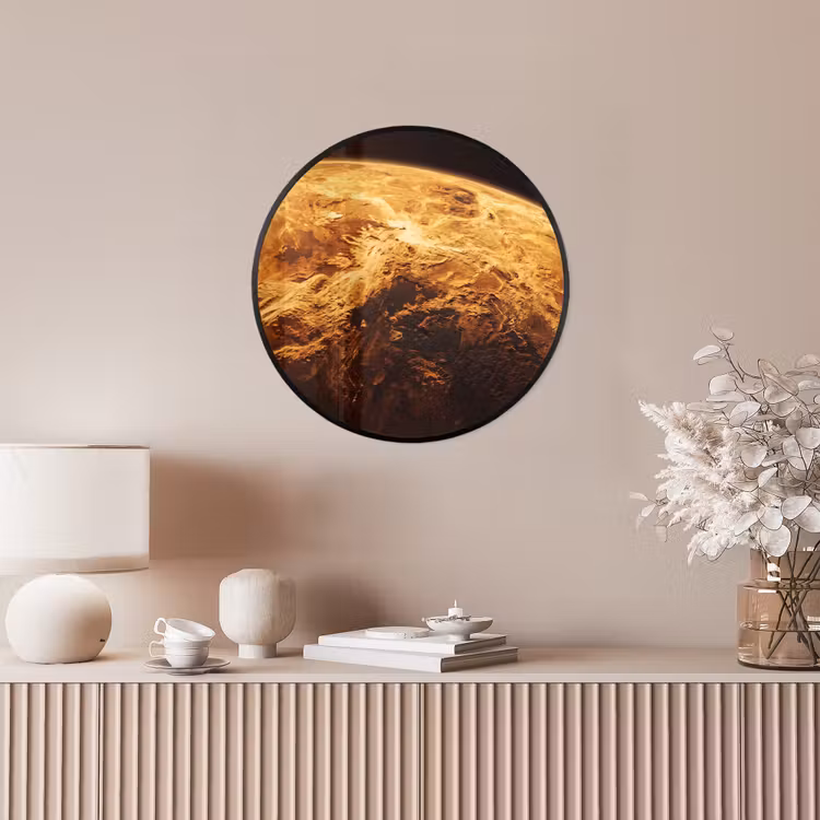 Ronde fotolijst - Planeet - Ruimte - Oranje - Planeet - Ruimte - Oranje Fotolijst rond zonder passe partout klein