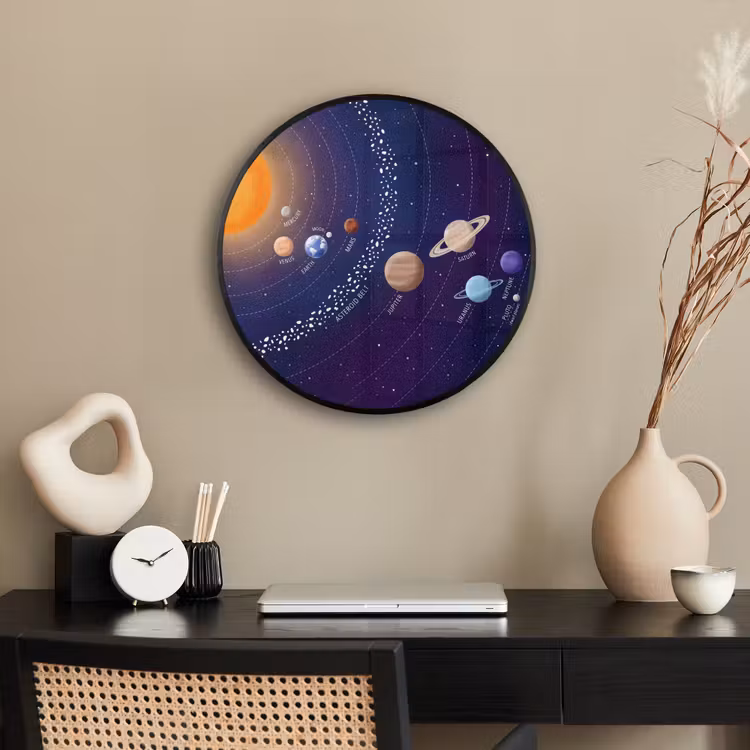 Planetenstelsel - Ruimte - Illustratie Fotolijst rond zonder passe partout klein -sfeer1
