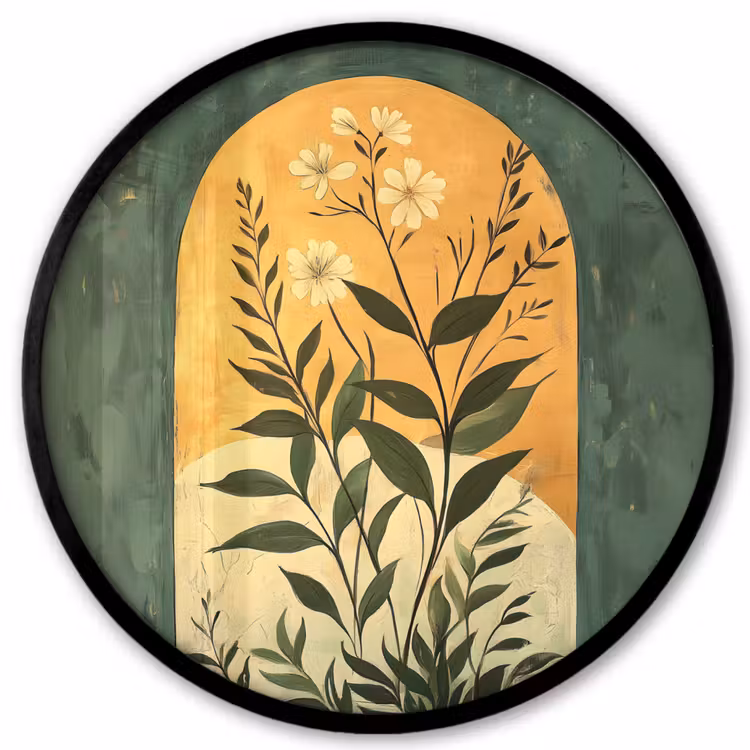 Plant - Bloemen - Wit Fotolijst rond zonder passe partout klein -3d