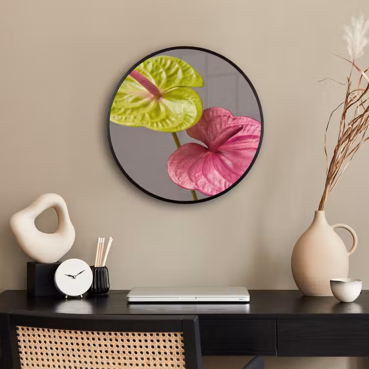 Planten - Anthurium - Groen - Roze Fotolijst rond zonder passe partout klein -sfeer1