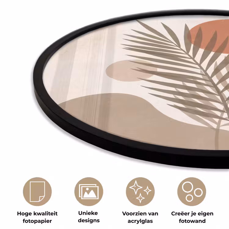 Planten - Bladeren - Abstract - Modern - Beige Fotolijst rond zonder passe partout klein -closeup_NL