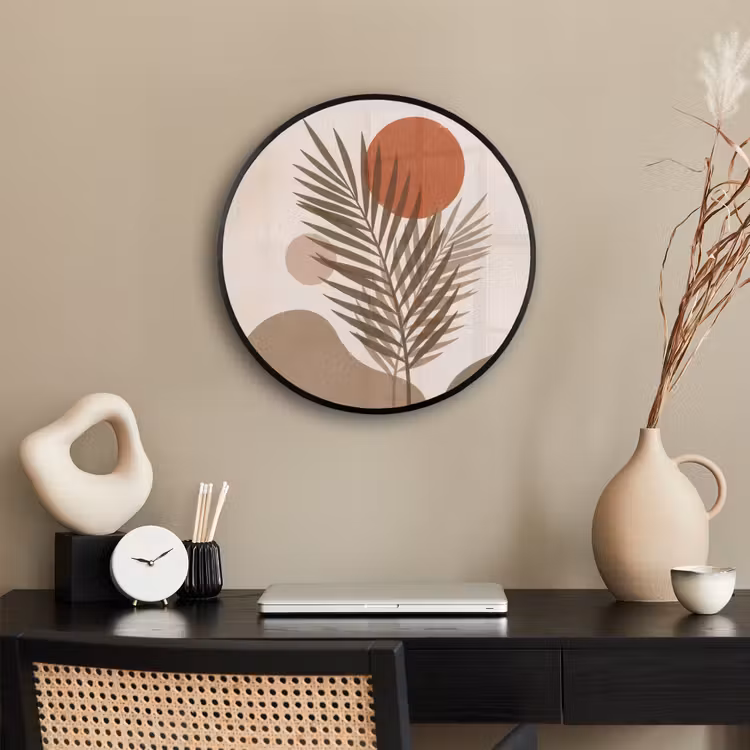 Planten - Bladeren - Abstract - Modern - Beige Fotolijst rond zonder passe partout klein -sfeer1