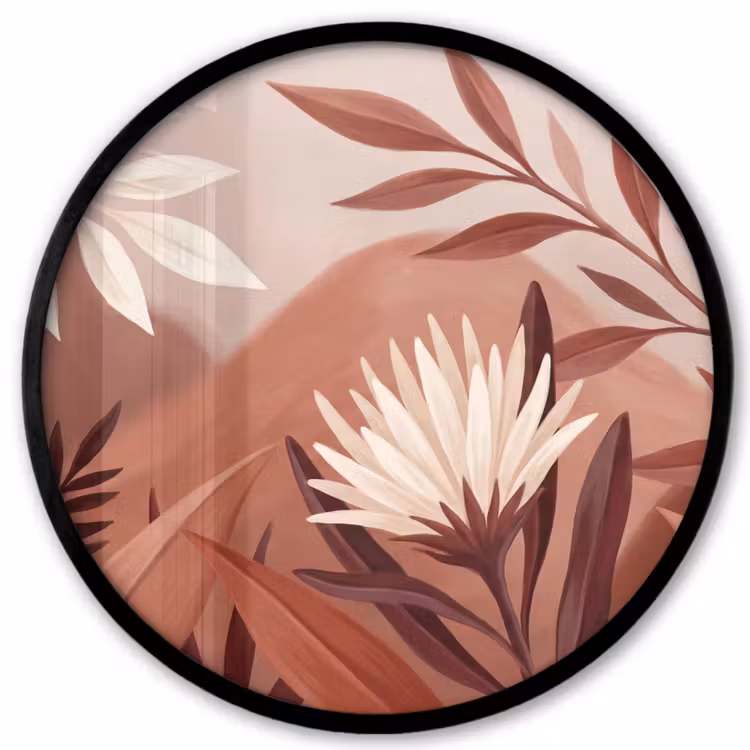 Planten - Bladeren - Botanisch - Modern - Bruin Fotolijst rond zonder passe partout klein -3d
