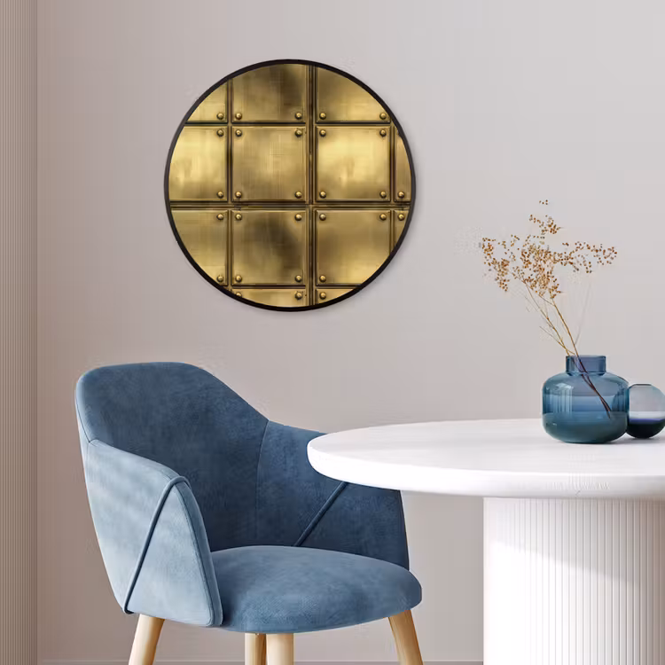 Platen - Industrieel - Stoer - Goud Fotolijst rond zonder passe partout klein 856 -sfeer2