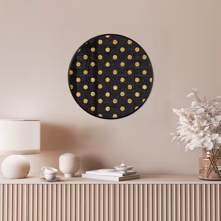Polka Dot - Stippen - Goud - Zwart Fotolijst rond zonder passe partout klein 856 -sfeer3