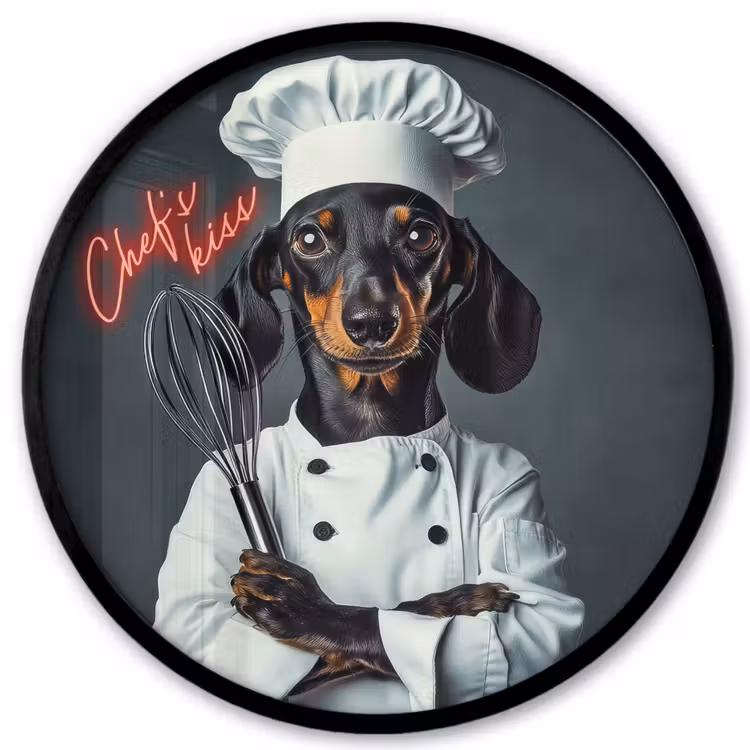 Quote - Neon - Hond - Kokskleding Fotolijst rond zonder passe partout klein -3d