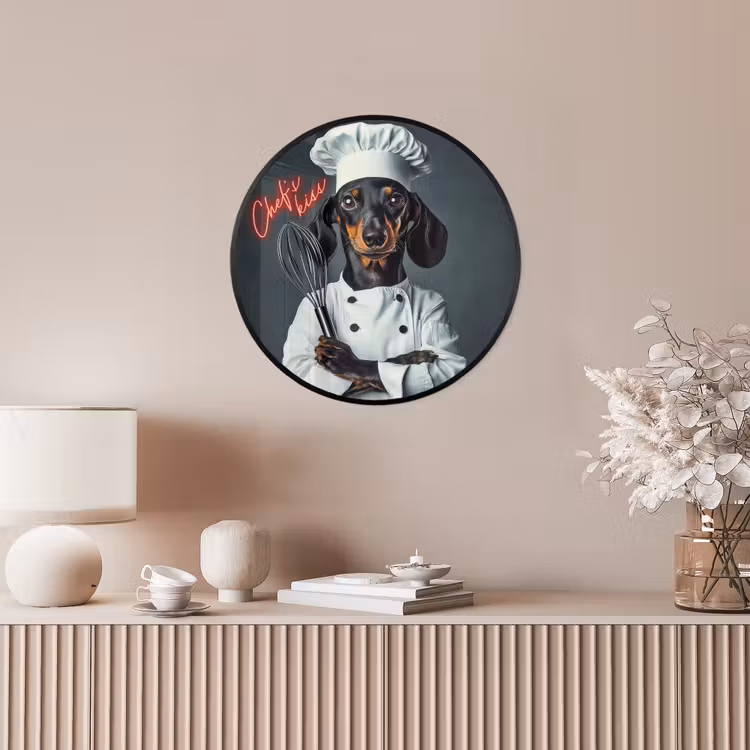 Quote - Neon - Hond - Kokskleding Fotolijst rond zonder passe partout klein -sfeer3
