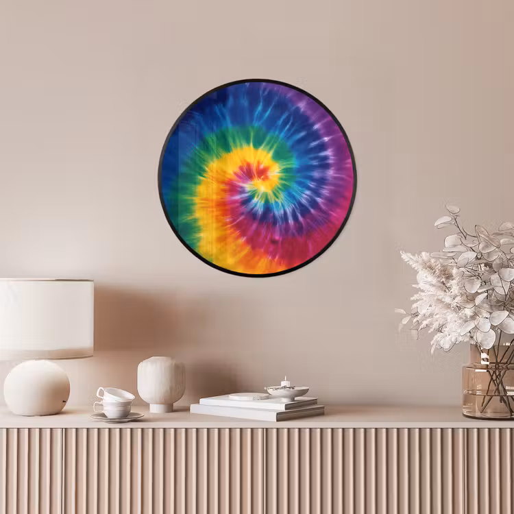 Regenboogkleuren - Spiraal - Kleurrijk Fotolijst rond zonder passe partout klein -sfeer3