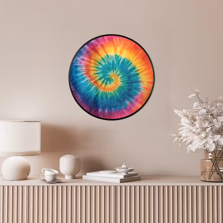 Regenboogkleuren - Tie dye - Fotolijst rond zonder passe partout klein -sfeer3