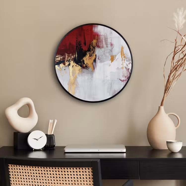 Rood - Marmer - Abstract - Goud - Modern Fotolijst rond zonder passe partout klein -sfeer1