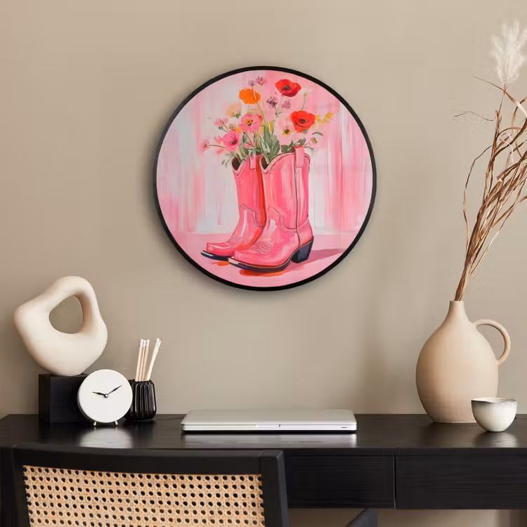Roze - Bloemen - Cowboy Fotolijst rond zonder passe partout klein -sfeer1