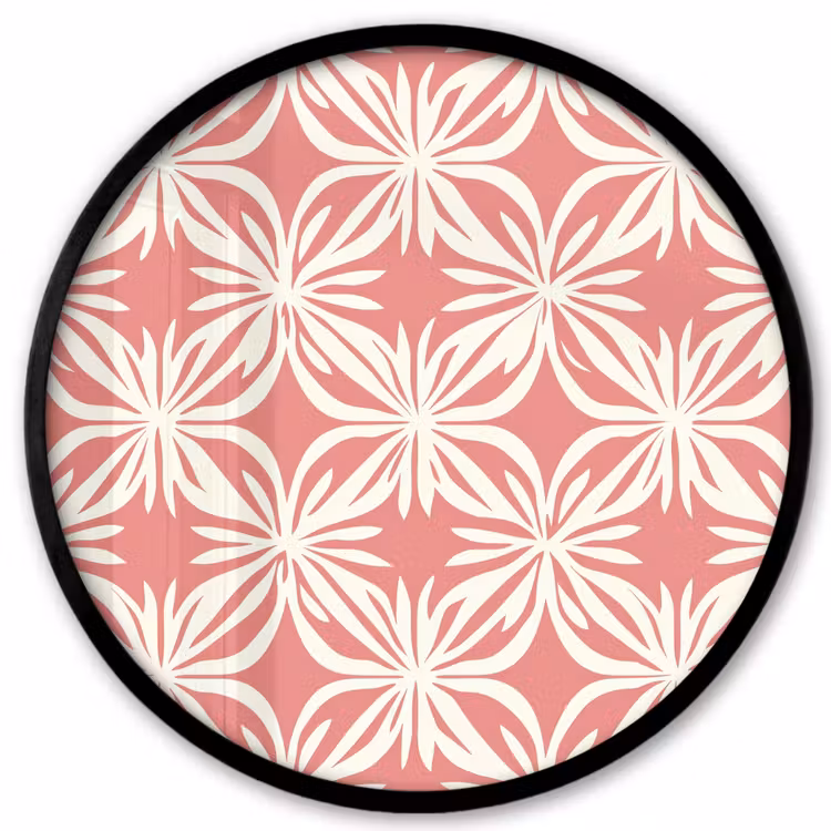 Roze - Bloemenmotief - Wit - Modern Fotolijst rond zonder passe partout klein 856 -3d