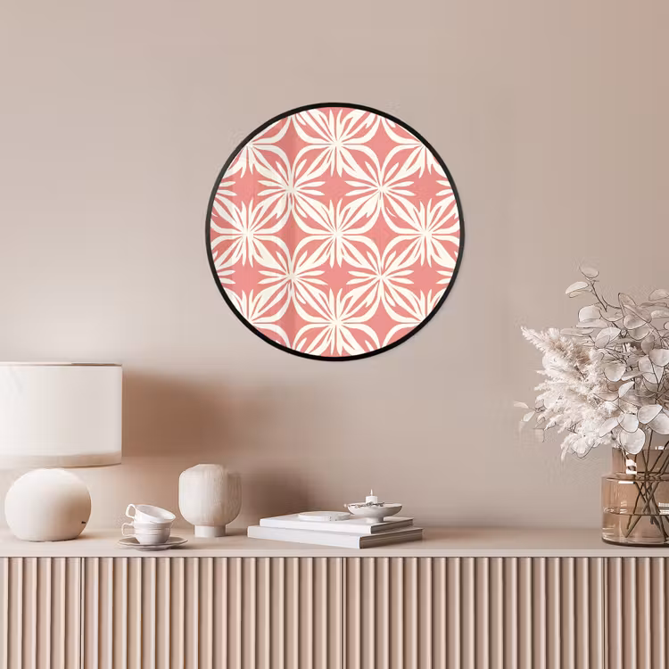 Roze - Bloemenmotief - Wit - Modern Fotolijst rond zonder passe partout klein 856 -sfeer3