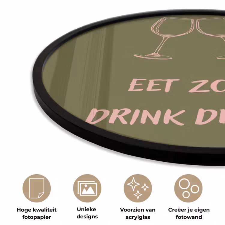 Roze - Groen - Wijn - Quote Fotolijst rond zonder passe partout klein -closeup_NL