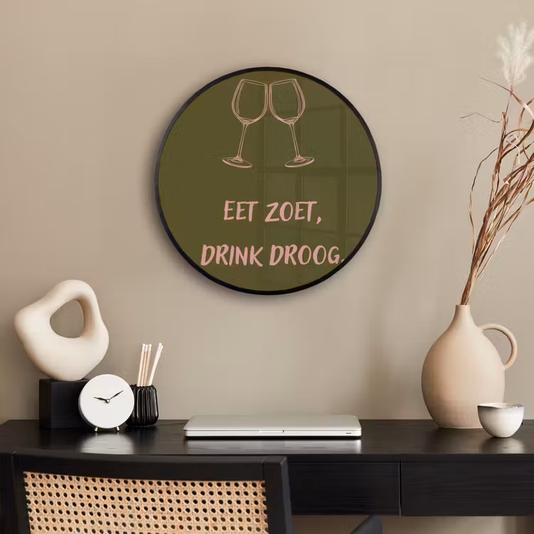 Roze - Groen - Wijn - Quote Fotolijst rond zonder passe partout klein -sfeer1