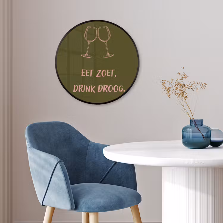 Roze - Groen - Wijn - Quote Fotolijst rond zonder passe partout klein -sfeer2