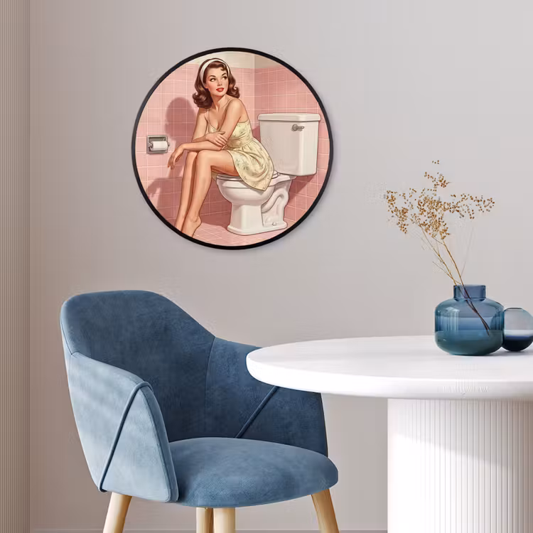 Roze - Retro - Vrouw Fotolijst rond zonder passe partout klein -sfeer2