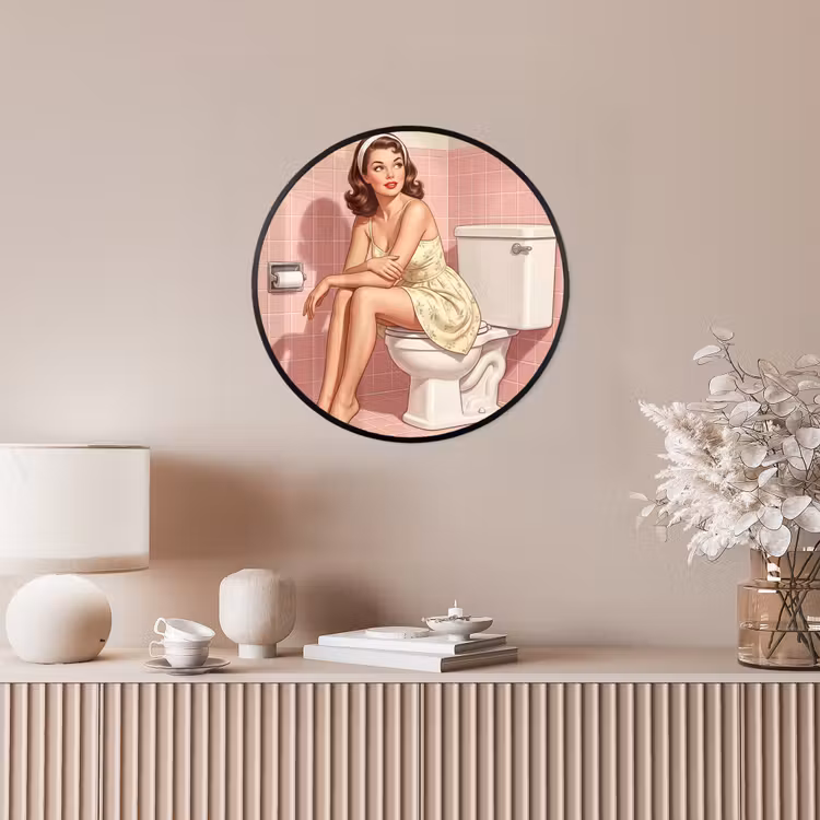 Roze - Retro - Vrouw Fotolijst rond zonder passe partout klein -sfeer3