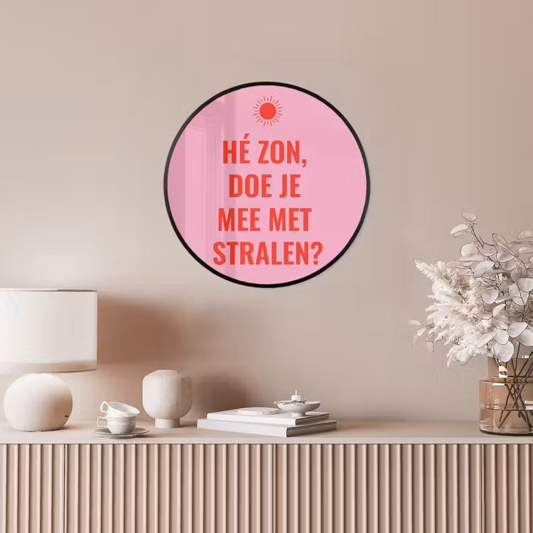 Roze - Zon - Quote Fotolijst rond zonder passe partout klein -sfeer3