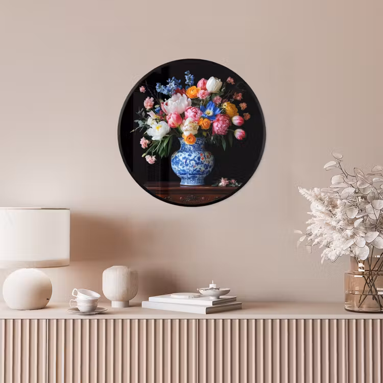 Rozen - Bloemen - Vaas - Boeket Fotolijst rond zonder passe partout klein -sfeer3