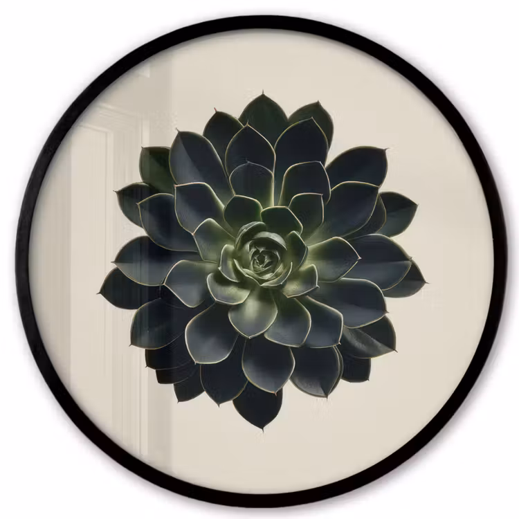 Rozet - Cirkelvormig - Donkergroen Fotolijst rond zonder passe partout klein -3d