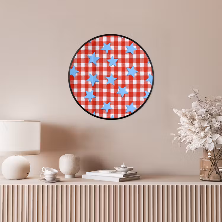 Ruit - Sterren - Rood Fotolijst rond zonder passe partout klein 856 -sfeer3