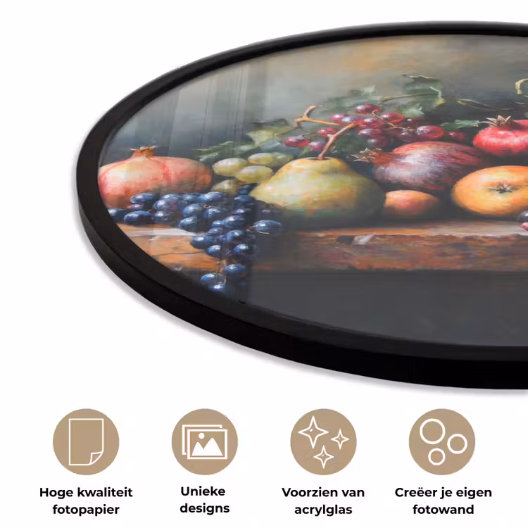 Rustiek - Stilleven - Fruit Fotolijst rond zonder passe partout klein -closeup_NL