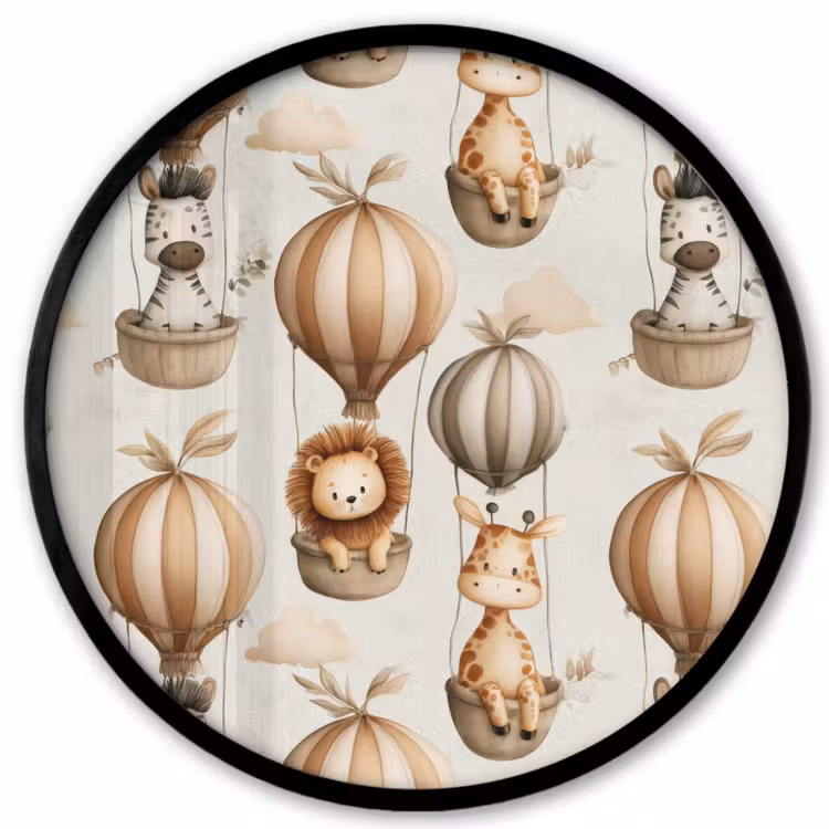 Safari - Luchtballonen - Taupe Fotolijst rond zonder passe partout klein 856 -3d