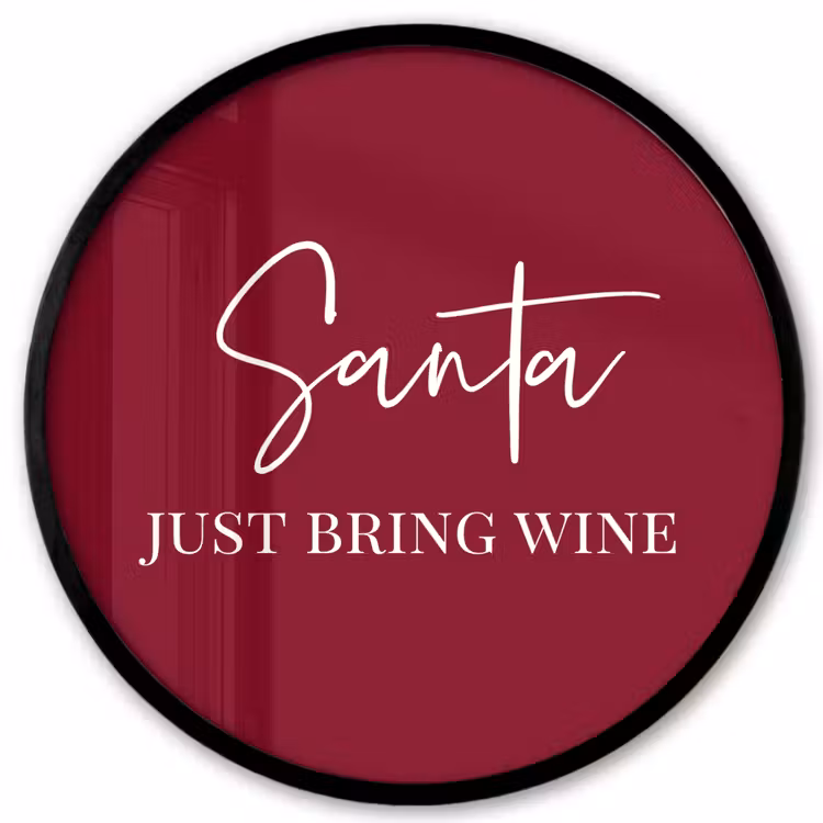 Santa - Wine - Rood - Kerst - Kerstman Fotolijst rond zonder passe partout klein -3d