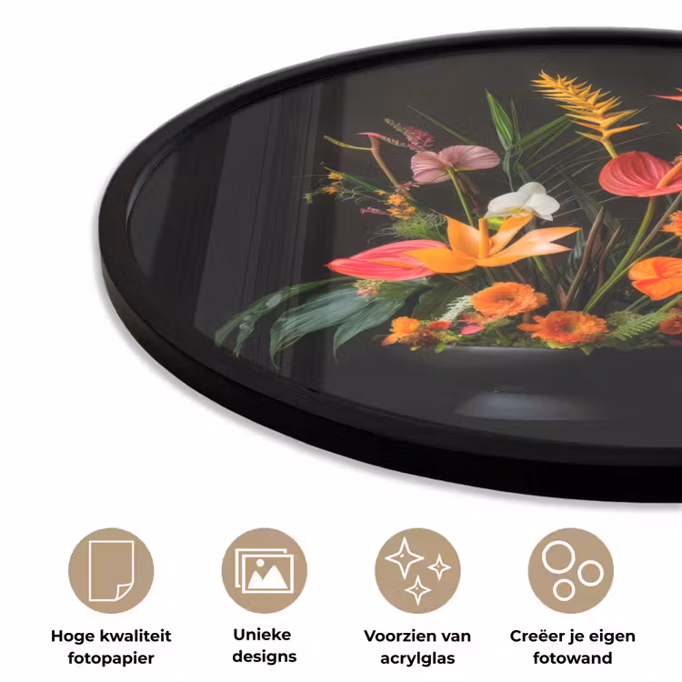 Schaal - Boeket - Bloemen Fotolijst rond zonder passe partout klein -closeup_NL