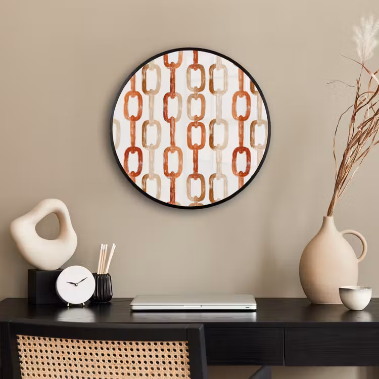 Schakels - Patroon - Aquarel - Terracotta Fotolijst rond zonder passe partout klein 856 -sfeer1