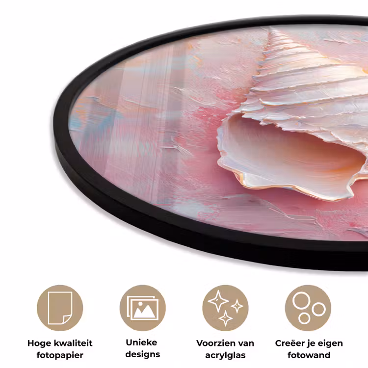Schelp - Pastel - Pink Fotolijst rond zonder passe partout klein -closeup_NL