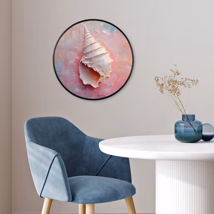 Schelp - Pastel - Pink Fotolijst rond zonder passe partout klein -sfeer2