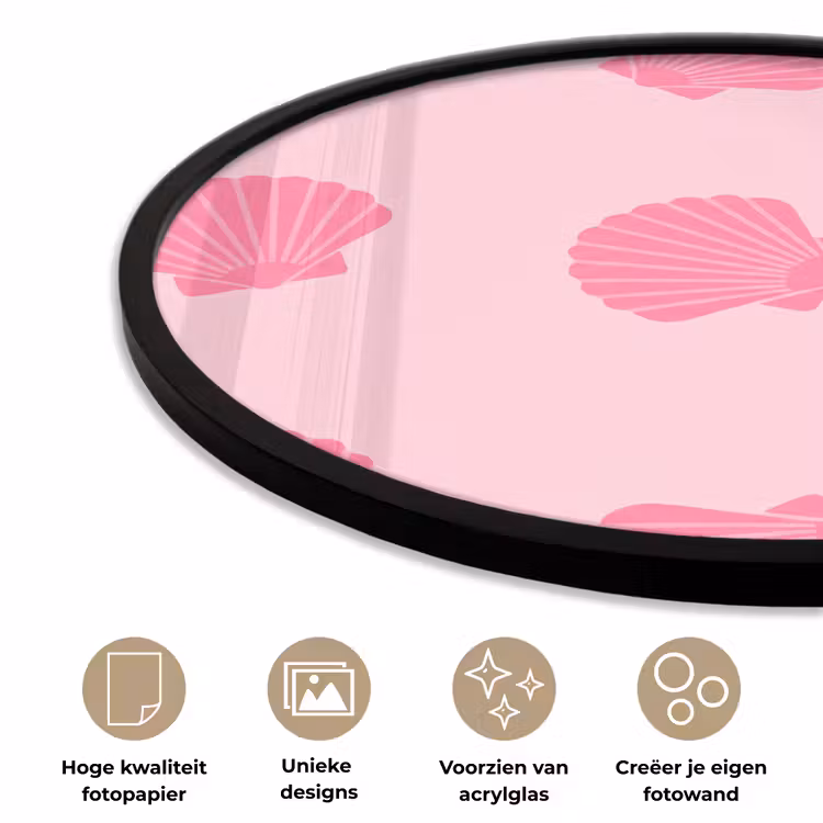 Schelp - Patroon - Zee - Modern - Roze Fotolijst rond zonder passe partout klein -closeup_NL