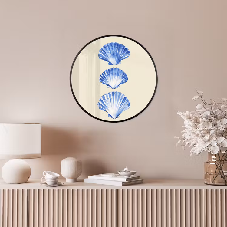 Schelpen - Blauw - Beige Fotolijst rond zonder passe partout klein -sfeer3