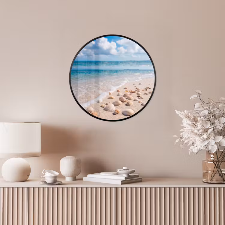 Schelpen - Strand - Natuur - Beige Fotolijst rond zonder passe partout klein -sfeer3
