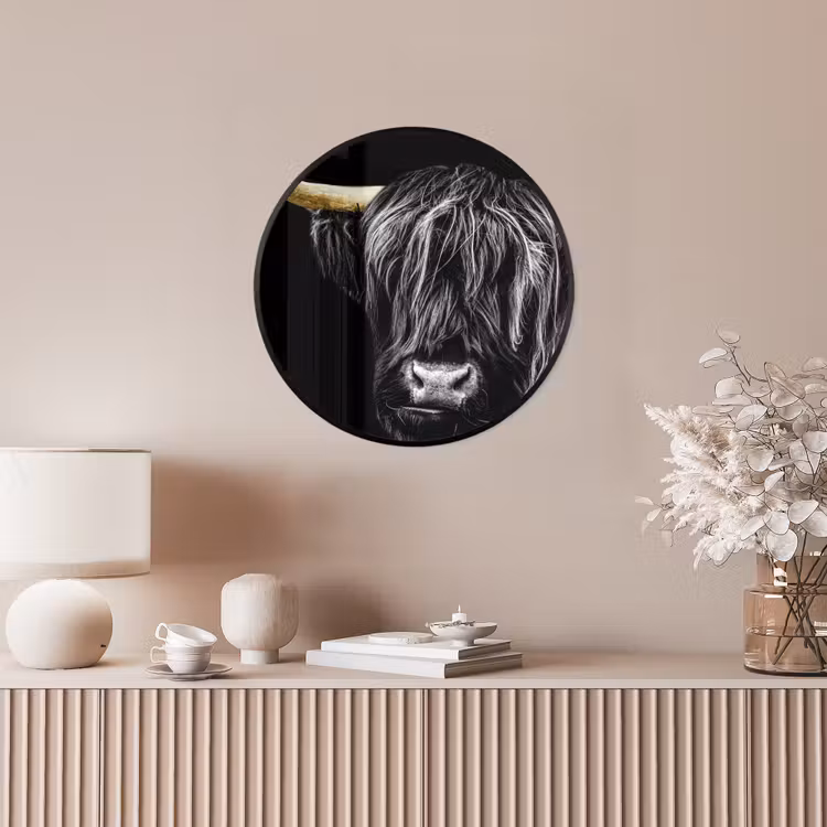 Schotse hooglander - Goud - Vacht - Dieren - Koe Fotolijst rond zonder passe partout klein -sfeer3