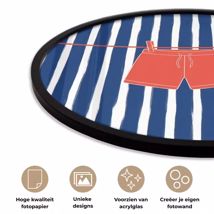 Shorts - Waslijn - Zomer - Illustratie - Rood Fotolijst rond zonder passe partout klein -closeup_NL