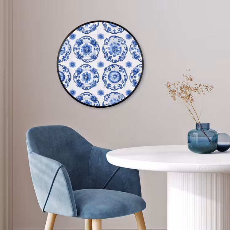 Sierborden - Bloemen - Blauw Fotolijst rond zonder passe partout klein 856 -sfeer2