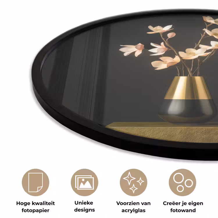 Sierlijk - Boeket - Goud - Vaas Fotolijst rond zonder passe partout klein -closeup_NL